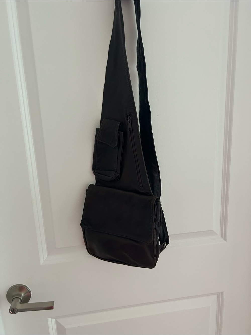 Brown Leather Crossbody Sling Bag for Men - Minimalist Everyday Carry